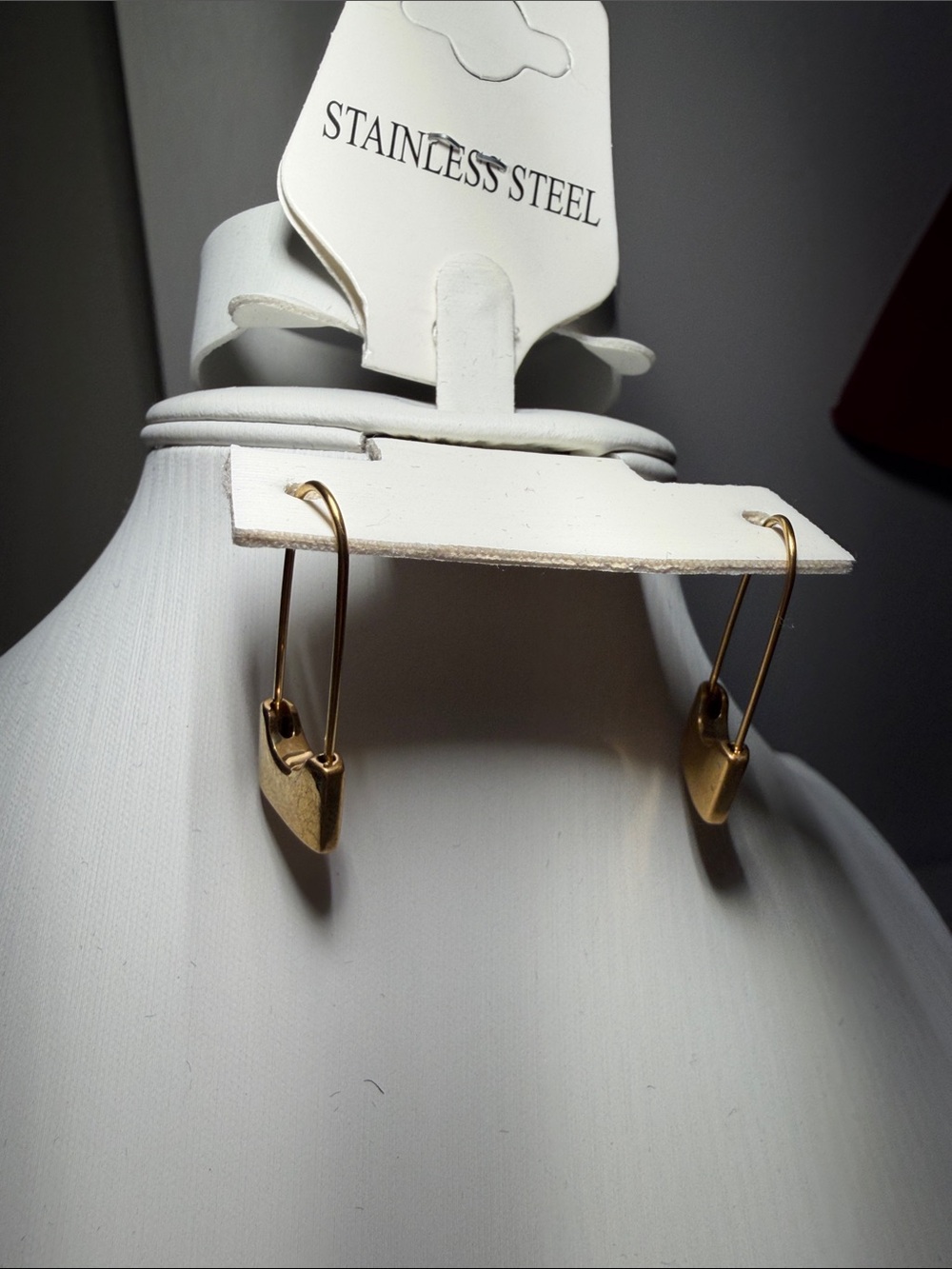 Plunder Gold Safety Pin Charm Earrings